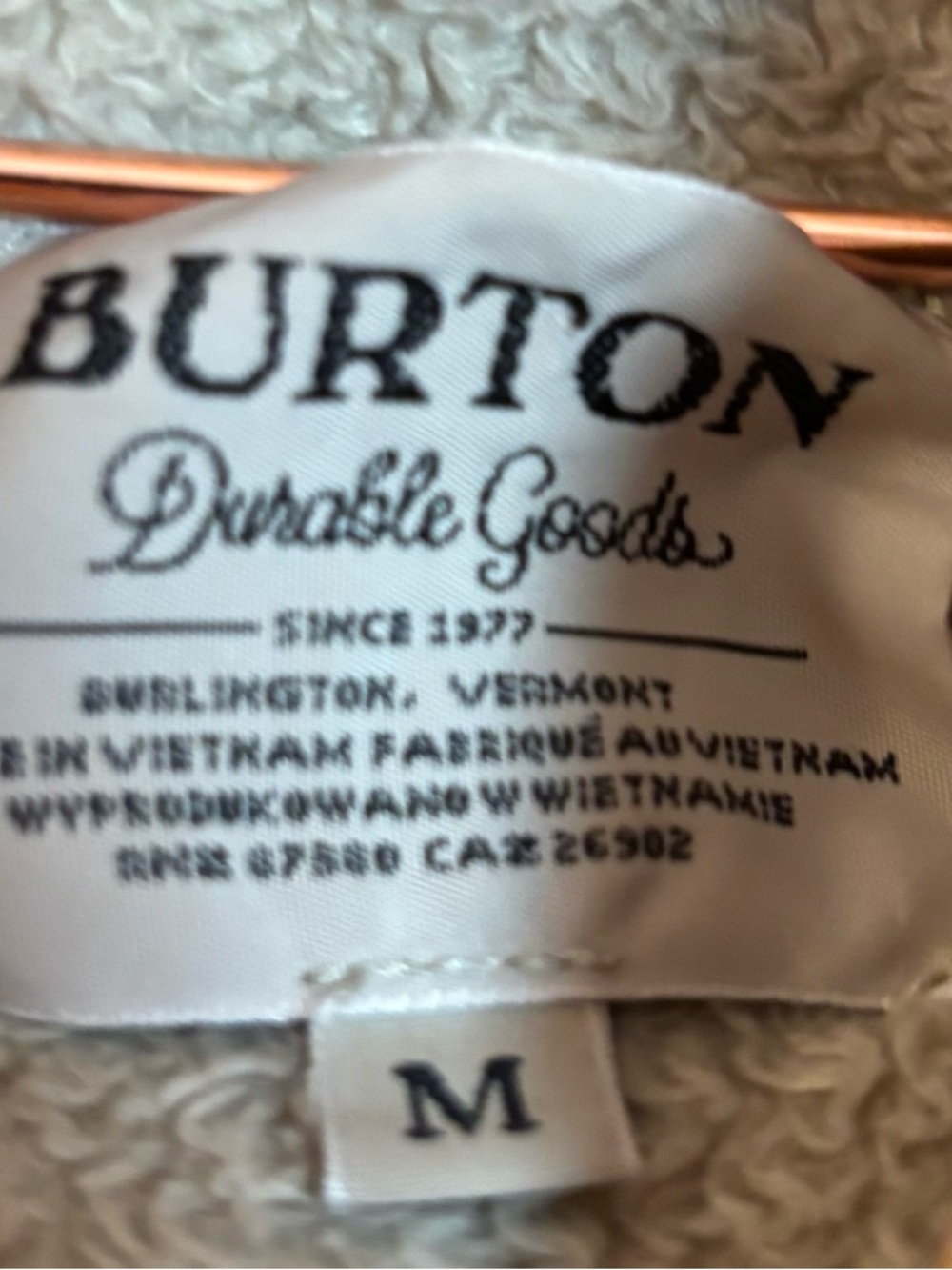 Burton Hooded Fleece Vest in Cream and Black - Picture 2 of 4